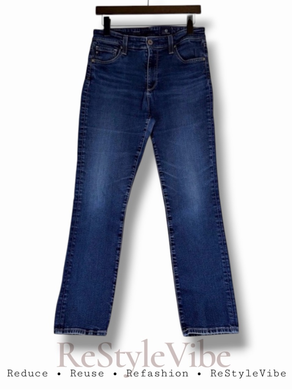 AG ADRIANO GOLDSCHMIED Women’s Size 30R Denim Jeans The Mari Straight High Rise